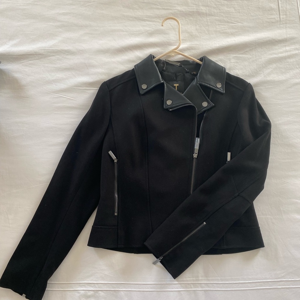NWT Ted Baker Leather Collar Biker Jacket